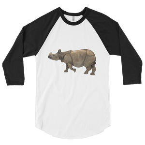 Indian-Rhinoceros Print 3/4 sleeve raglan shirt