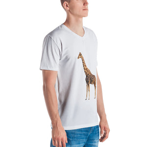 Giraffe Print Men's V neck T-shirt