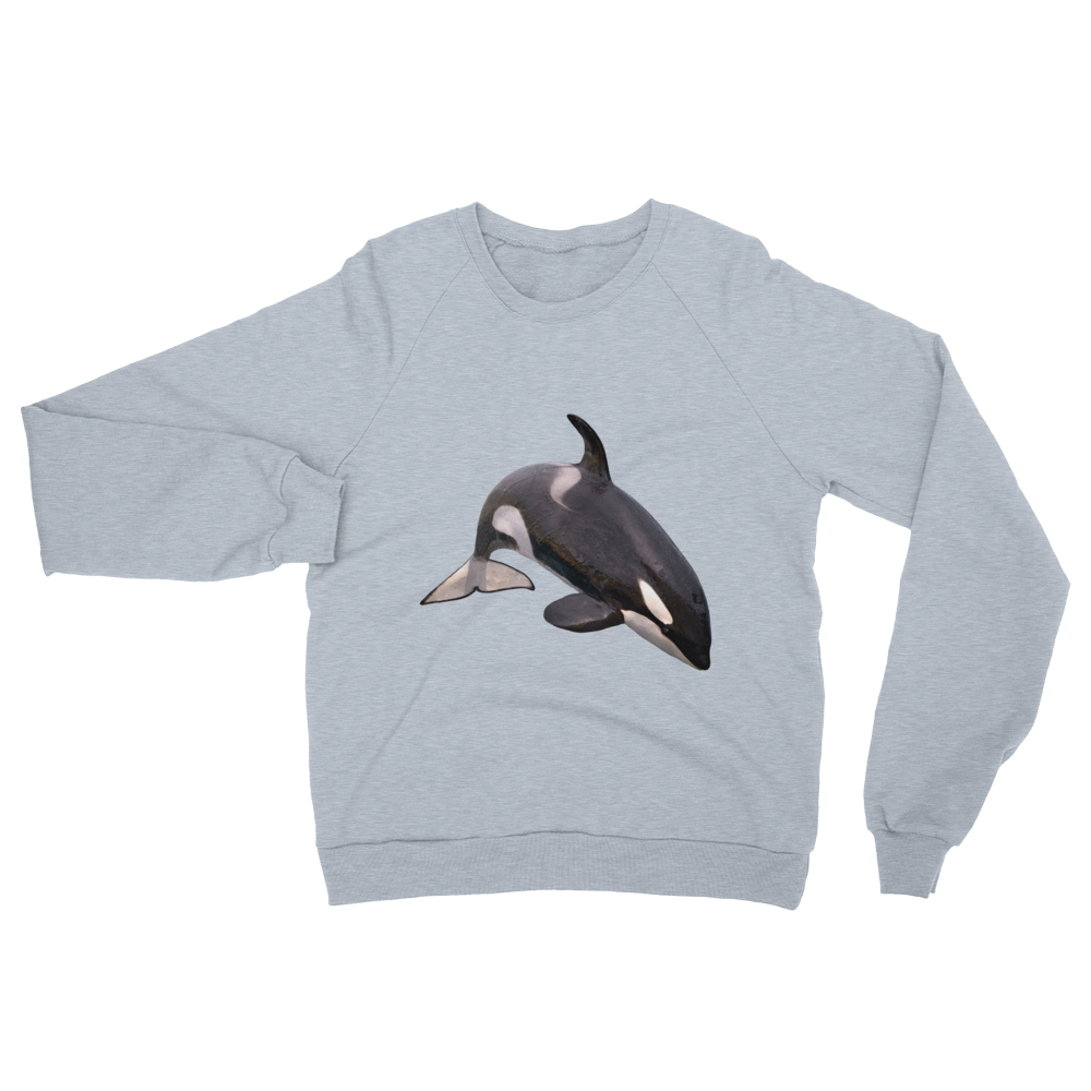 Killer-Whale print Unisex California Fleece Raglan Sweatshirt
