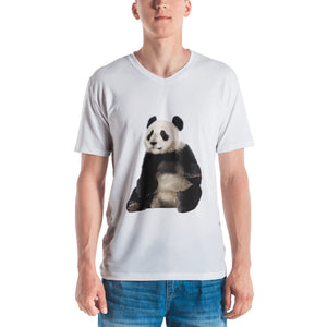 Giant Panda Print Men's V neck T-shirt