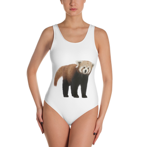 Red-Panda Print One-Piece Swimsuit