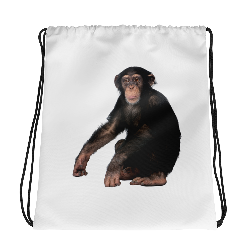 Chimpanzee Print Drawstring bag