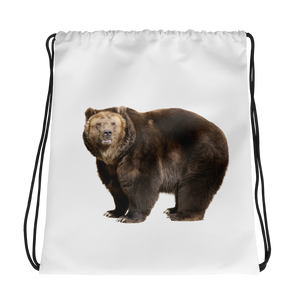 Brown-Bear Print Drawstring bag
