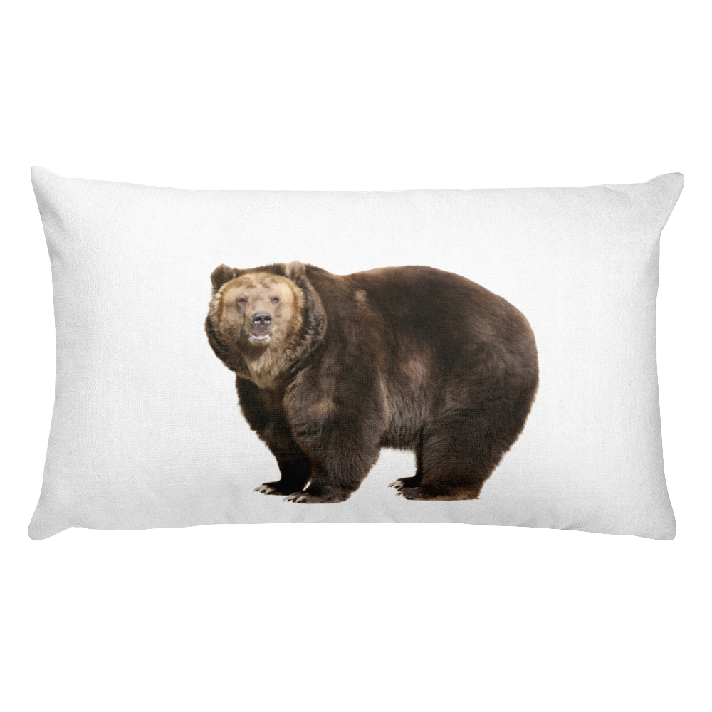 Brown-Bear Print Rectangular Pillow