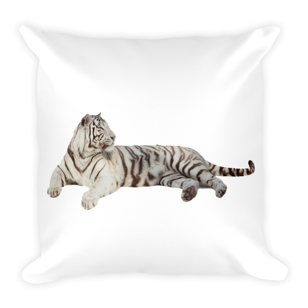 White-Tiger Print Square Pillow