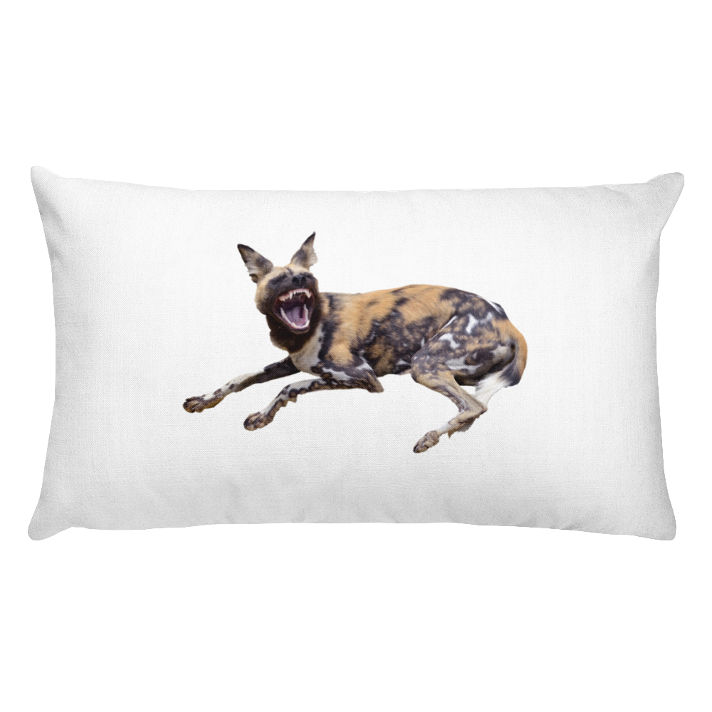 African-Wild-Dog Print Rectangular Pillow