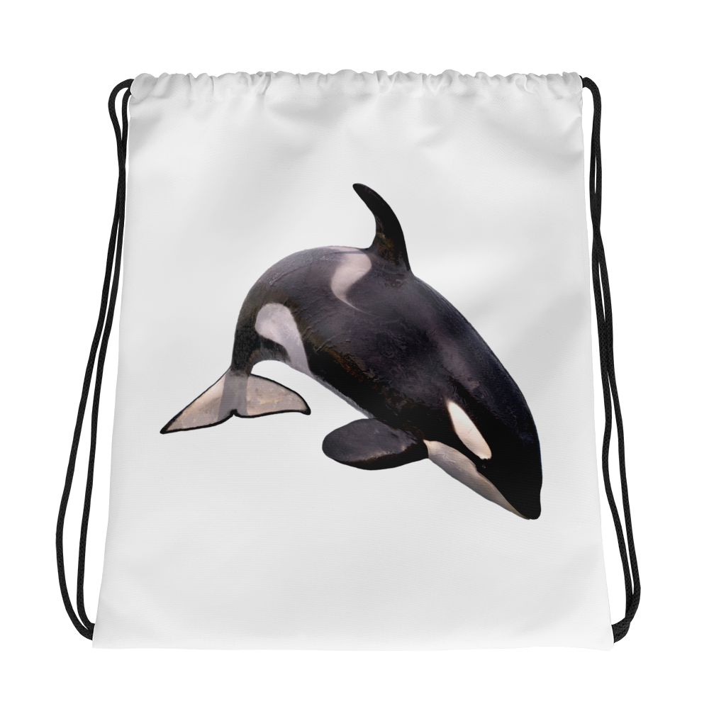 Killer-Whale Print Drawstring bag