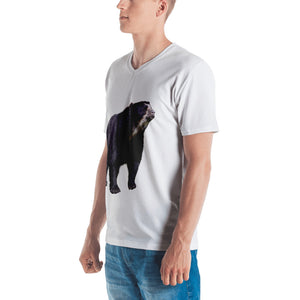 Spectacled Bear Print Men's V neck T-shirt