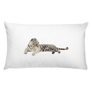 White-Tiger Print Rectangular Pillow