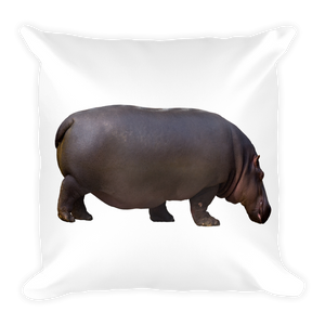 Hippopotamus Print Square Pillow
