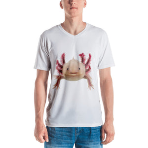 Axolotle Print Men's V neck T-shirt