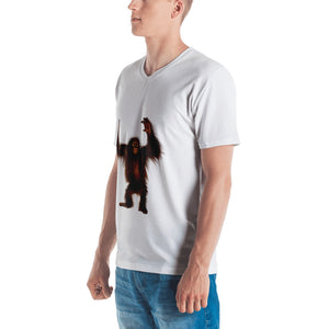 Orang-utan Print Men's V neck T-shirt