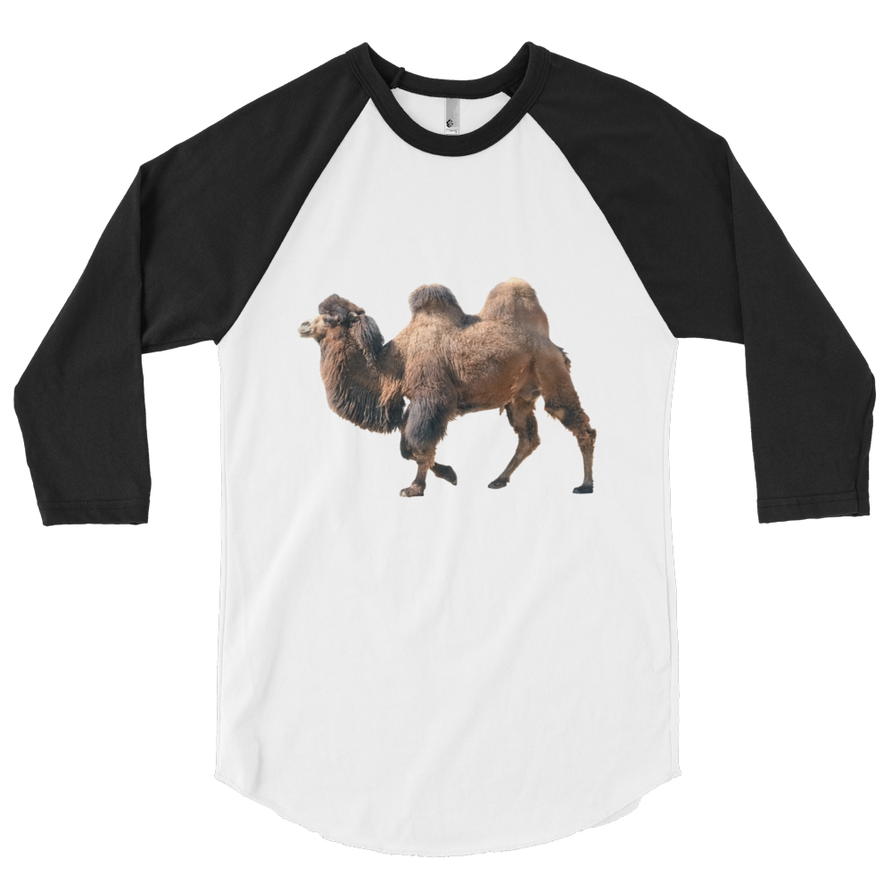 Bactrian-Camel Print 3/4 sleeve raglan shirt