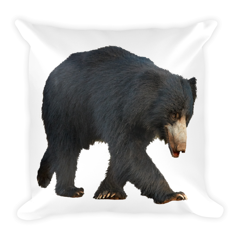 Sloth-Bear Print Square Pillow