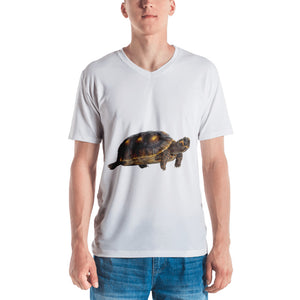Tortoise Print Men's V neck T-shirt