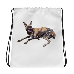 African-Wild-Dog Print Drawstring bag