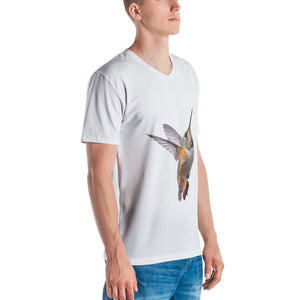 Hummingbird Print Men's V neck T-shirt