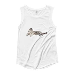 White-Tiger Ladies‰۪ Cap Sleeve T-Shirt