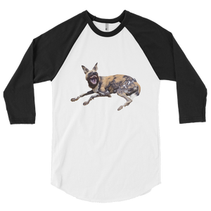African-Wild-Dog Print 3/4 sleeve raglan shirt