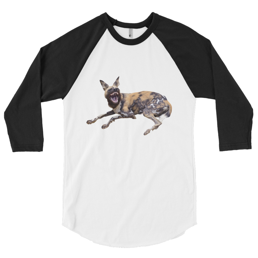 African-Wild-Dog Print 3/4 sleeve raglan shirt