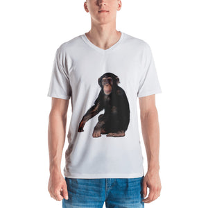 Chimpanzee Print Men's V neck T-shirt