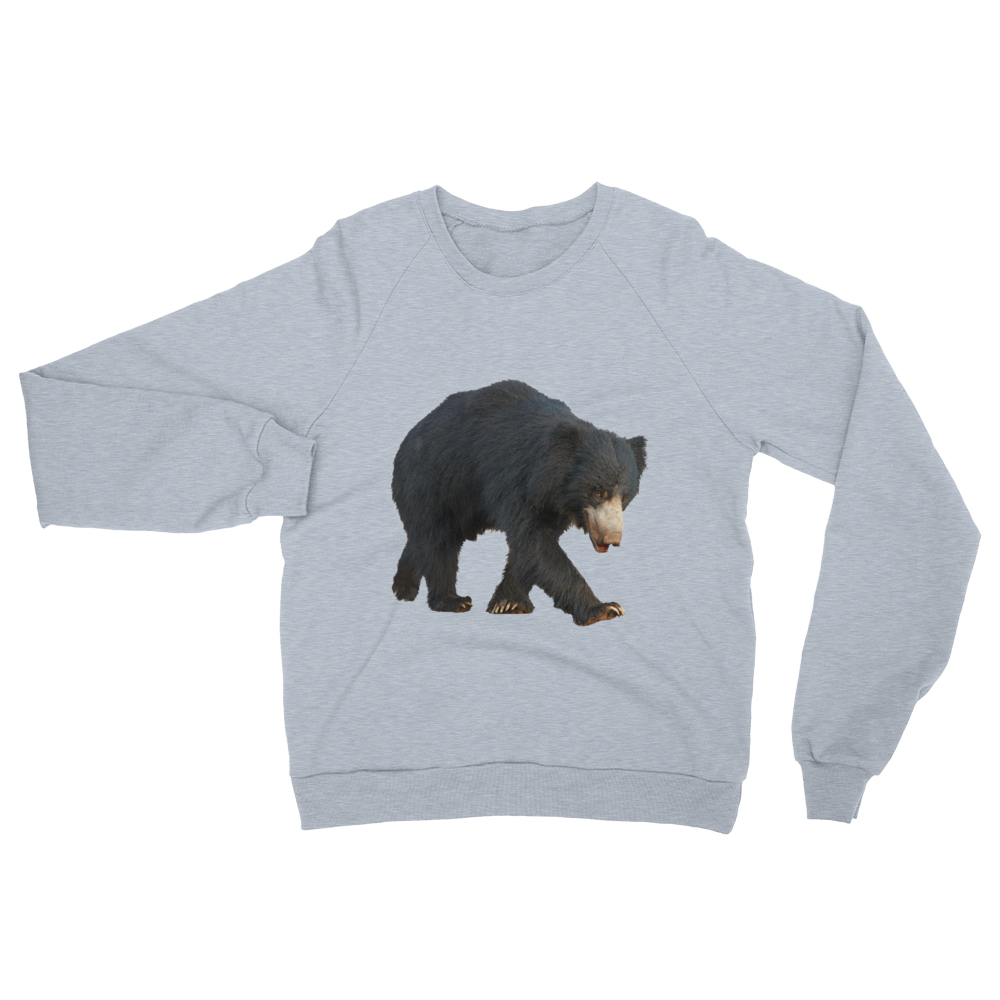 Sloth-Bear print Unisex California Fleece Raglan Sweatshirt
